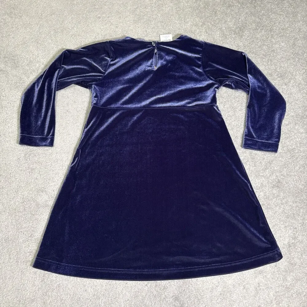 Vintage 90s Oshkosh Bgosh Velvet Dress Embroidered Girls Size 6 90s